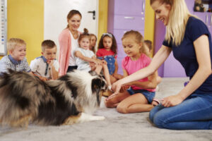 therapy dog in a preschool